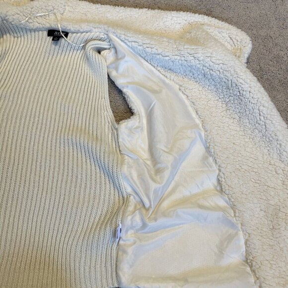 ANA Faux Shearling Ribbed Knit Sweater Vest Women's L Cream Open Front Cozy NWT - Picture 12 of 13